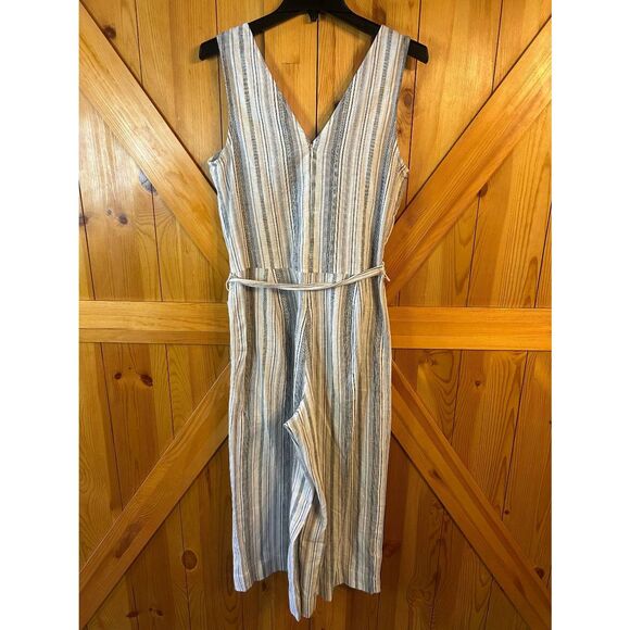 Beach Lunch Lounge Striped Linen Blend Romper Size Small (5226) Read - Picture 6 of 9